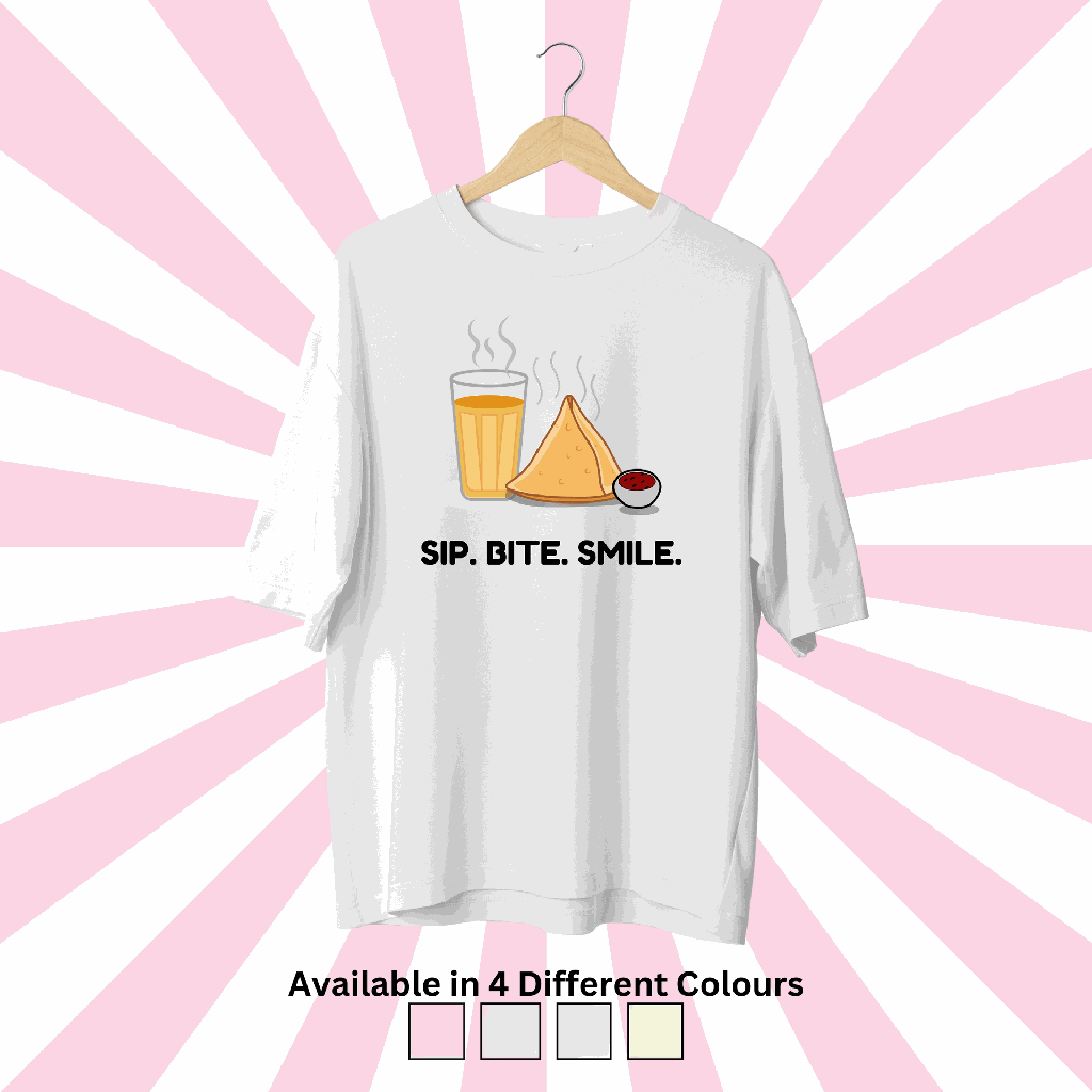 Sip Bite Smile Oversized Tee