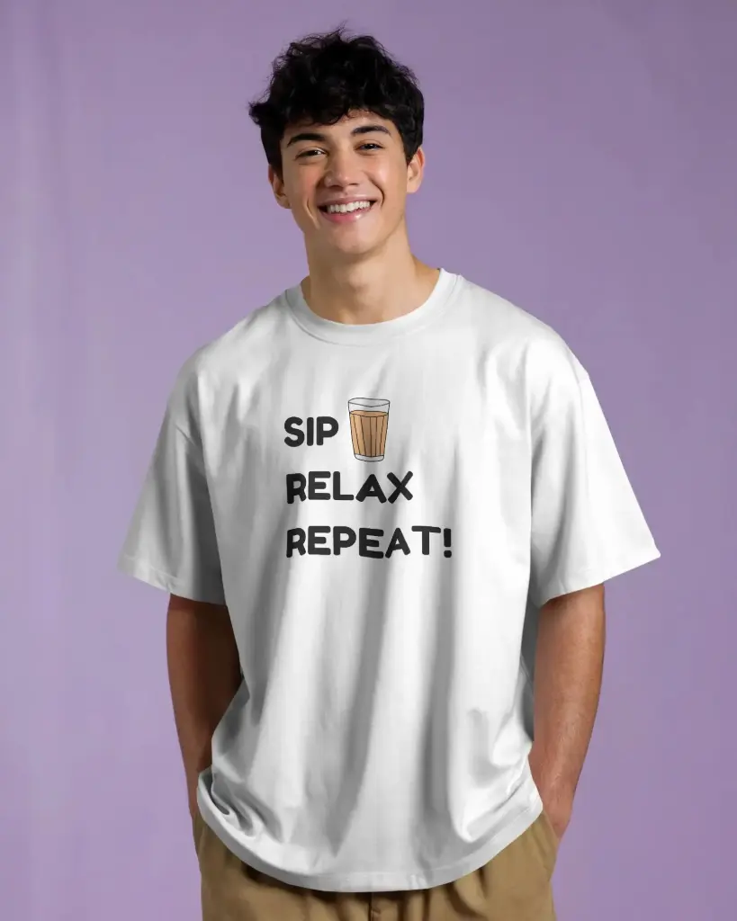 Sip Relax Repeat Oversized Tee