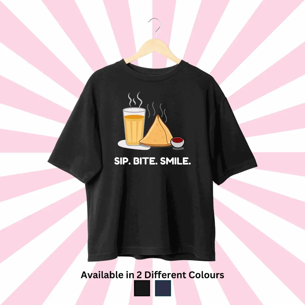 Sip Bite Smile Oversized Tee