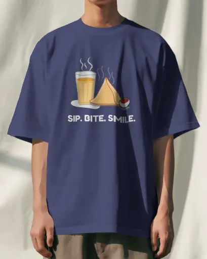 Sip Bite Smile Oversized Tee