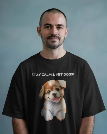 Stay Calm & Pet Dog Oversized Tee