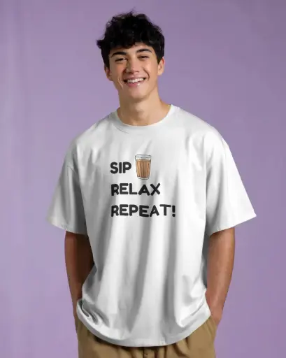 Sip Relax Repeat Oversized Tee